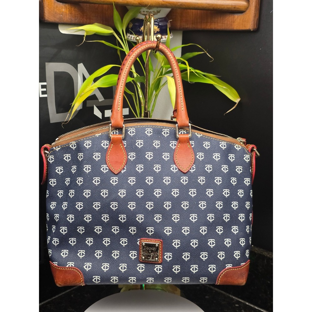 Dooney & Bourke Minnesota Twins Satchel Navy MLB Logo Dome Bag Fair Condition